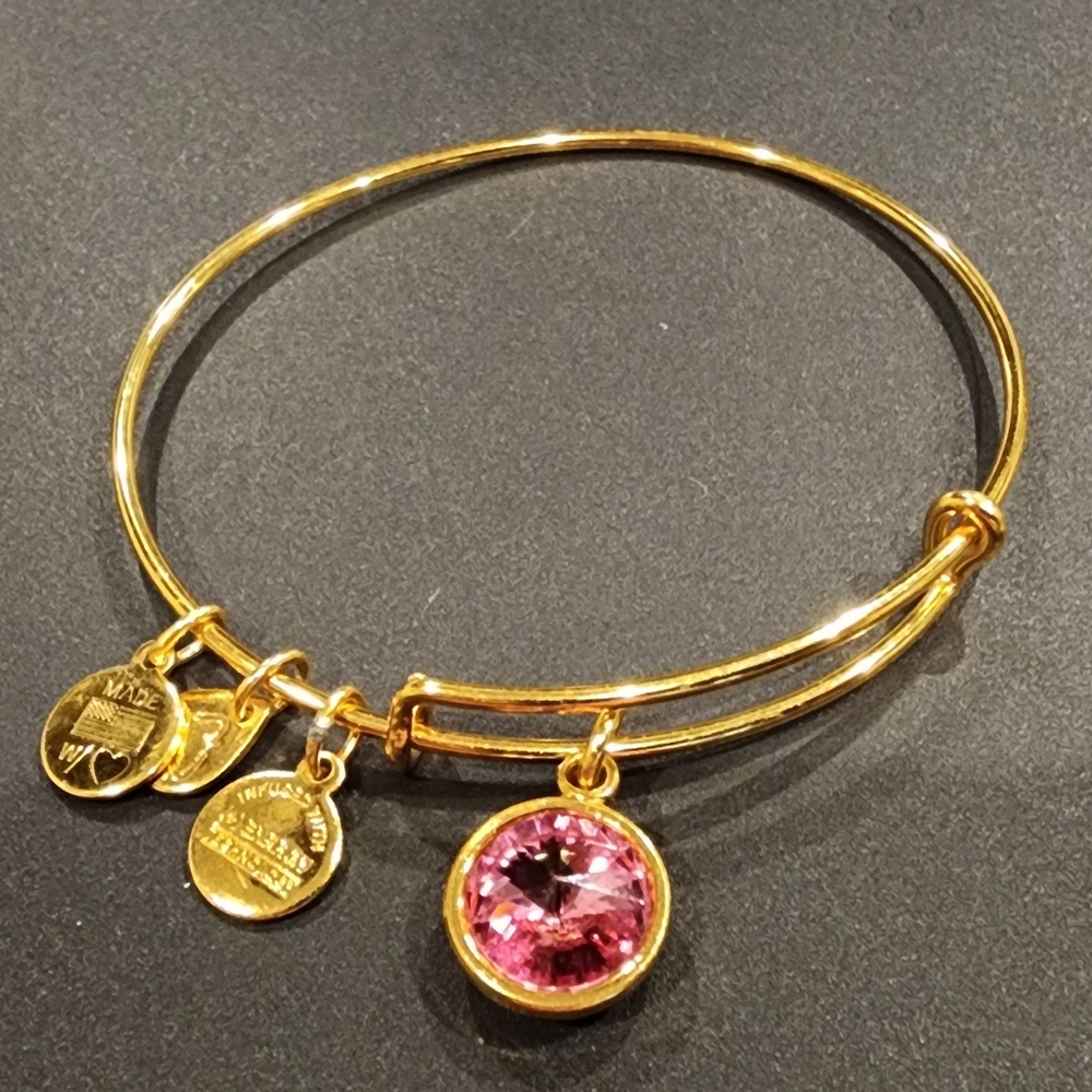 October birthstone Rose Alex and Ani bangle bracelet